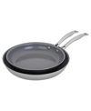 J.a. Henckels Henckels Clad H3 Stainless Steel Ceramic Nonstick 2 Piece 10" And 12" Fry Pan Set In Stainless Steel