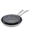 J.A. HENCKELS CLAD H3 STAINLESS STEEL CERAMIC NONSTICK 2 PIECE 8" AND 10" FRY PAN SET