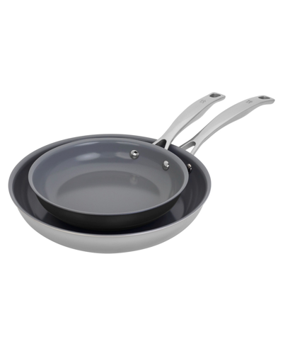 J.a. Henckels Clad H3 Stainless Steel Ceramic Nonstick 2 Piece 8" And 10" Fry Pan Set