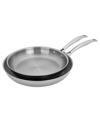 J.A. HENCKELS CLAD H3 STAINLESS STEEL 2 PIECE 10" AND 12" FRY PAN SET