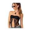 Edikted Women's Twilight Sheer Lace Split Front Top In Black