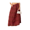 Edikted Eyelet Trim Tiered Cotton Blend Maxi Skirt In Hamra