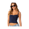 Edikted Lacy Stretch Cotton Knit Camisole In Navy