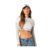 Edikted Women's Layered Long Sleeve T Shirt In White And Grey