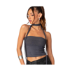 Edikted Women's Gathered Two Piece Mesh Scarf Top In Dark-gray