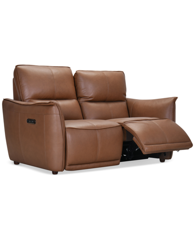 Furniture Polner 63" Leather Power Motion Loveseat, Created For Macy's In Russet