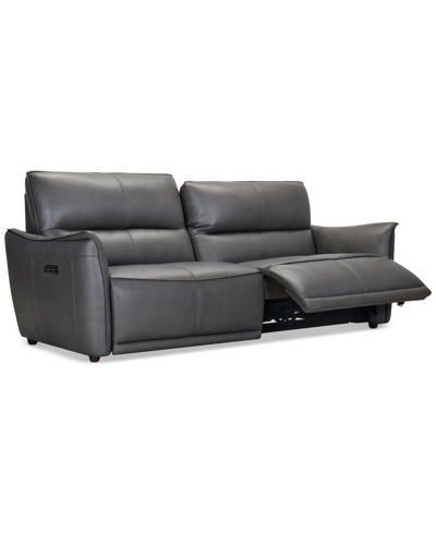 Furniture Polner 91" Leather Power Motion Sofa, Created For Macy's In Charcoal