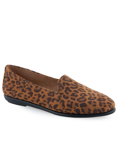 Aerosoles Betunia Womens Leopard Slip On Loafers In Leopard Fab Suede