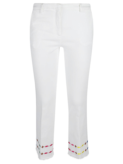True Royal Embroidered Cotton Trousers In White