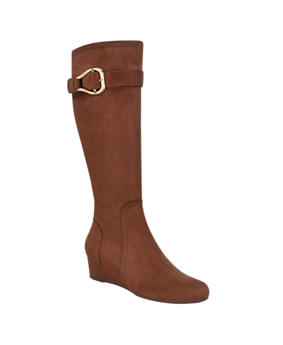 Impo Women's Gelsey Knee High Wedge Boots In Cigar