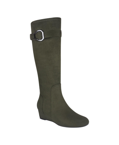 Impo Women's Gelsey Stretch Wedge Boots With Memory Foam In Kale Green