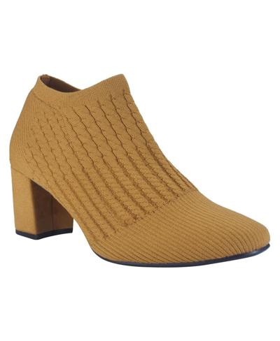 Impo Women's Nancia Block Heel Stretch Knit Ankle Booties In Honey Tan
