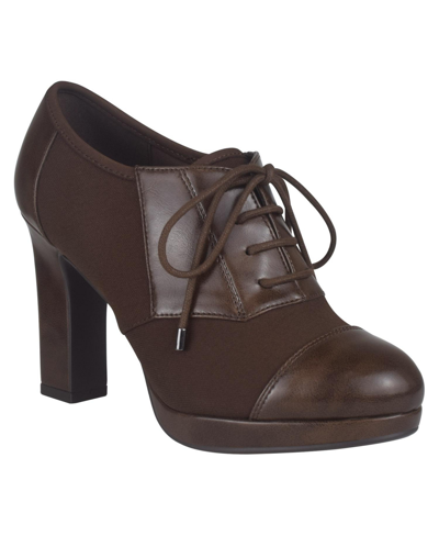 Impo Women's Olsen Stretch Lace Up Oxford Heeled Shooties In Mink Brown