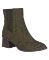 Impo Women's Jackie Perforated Stacked Block Heel Booties In Loden