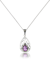 Macy's Amethyst Open Work Teardrop Pendant And A Curb Chain In Amethyst