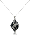 Macy's Marquise Onyx Teardrop Pendant And A Curb Chain In Onyx