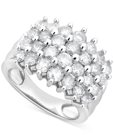 Macy's Diamond Multirow Cluster Ring (3 Ct. T.w.) In 14k White Gold