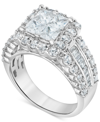 Macy's Diamond Princess Quad Cluster Halo Engagement Ring (3 Ct. T.w.) In 14k White Gold In White Gold