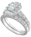 Marchesa Certified Diamond (4 Ct. T.w.) Emerald Halo Bridal Set In 18k White, Yellow Or Rose Gold In White Gold