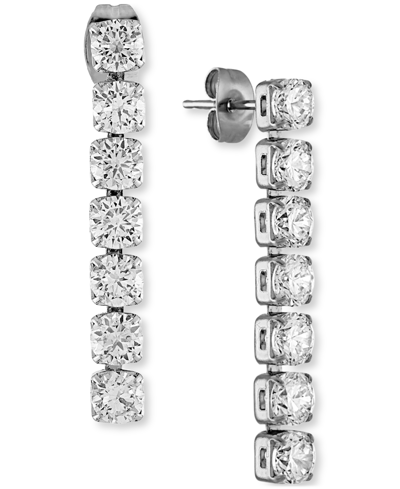 Oma The Label Stainless Steel Cubic Zirconia Tennis Drop Earrings In Silver
