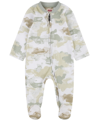 Levi's Baby Boys Layette Footed Long Sleeves Coverall In Seagrass
