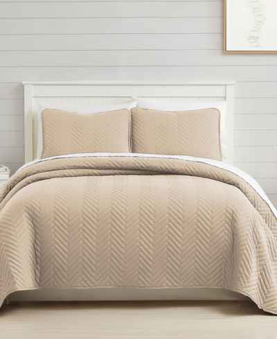 Southshore Fine Linens Solid Color Chevron 2-pc. Quilt Set, Twin In Sand