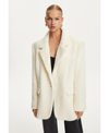 Nocturne Faux Fur Double-breasted Jacket In Ecru
