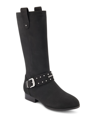 Dkny Big Girls Ellie Studded Strap Tall Riding Boots In Black