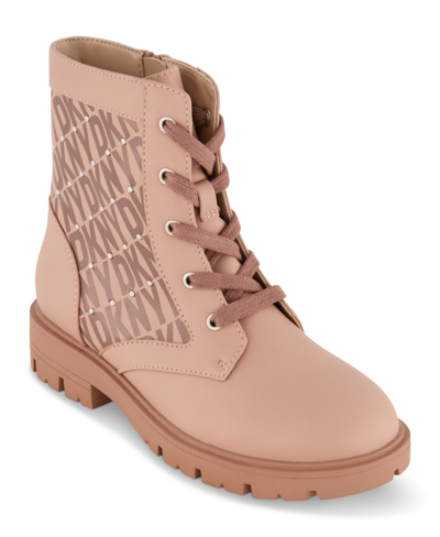 Dkny Babies' Toddler Girls Stassi Miley Casual Lace Up Combat Boots In Taupe