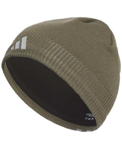 Adidas Originals Men's Creator 3 Three-stripe Performance Beanie In Olive Green/ Grey/ Silver