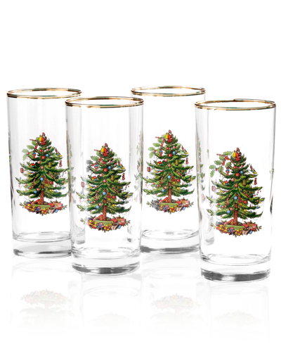 Spode Christmas Tree Glassware Highball Glass, Set Of 4