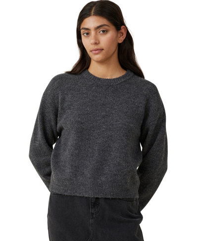 Cotton On Women's Everything Crew Neck Pullover Sweater In Dark Shadow Gray Marle