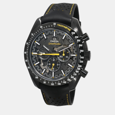 Pre-owned Omega Black Ceramic Speedmaster Apollo Xvii 311.92.44.30.01.001 Men's Wristwatch 44 Mm