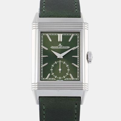 Pre-owned Jaeger-lecoultre Green Stainless Steel Reverso Q397843 Men's Wristwatch 45 Mm