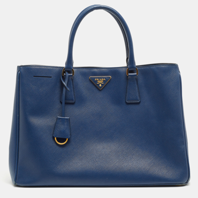 Pre-owned Prada Blue Saffiano Leather Large Gardener's Tote