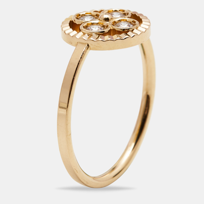 Louis Vuitton Volt 18K Yellow Gold 0.20 Ct Diamond Mesh Band Ring
