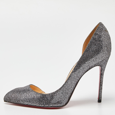 Pre-owned Christian Louboutin Silver Glitter Chiarana 100 Lady D'orsay Pumps Size 37