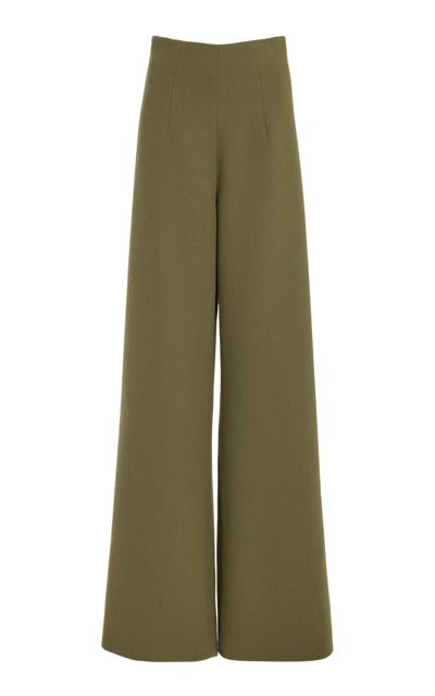 Sergio Hudson Signature High-waisted Wide-leg Pants In Green