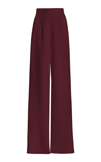 Sergio Hudson Signature High-waisted Wide-leg Trousers In Burgundy