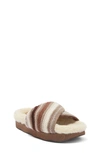 Chloé Wavy Genuine Shearling Lined Slide Sandal In Multicolor Brown 1