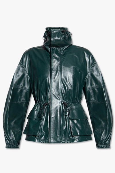 Bottega Veneta Drawstring Detailed Leather Jacket In New