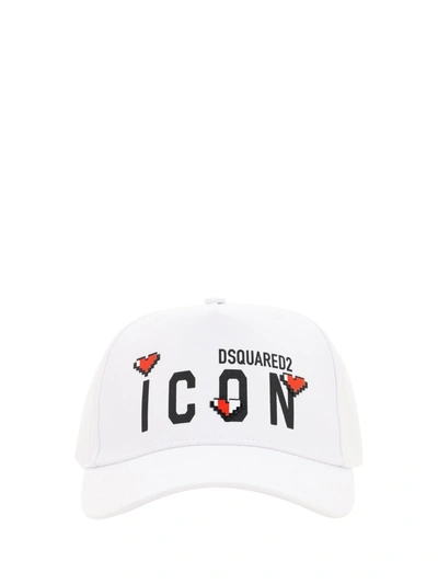 Dsquared2 Icon Mini Hearts Baseball Cap In White