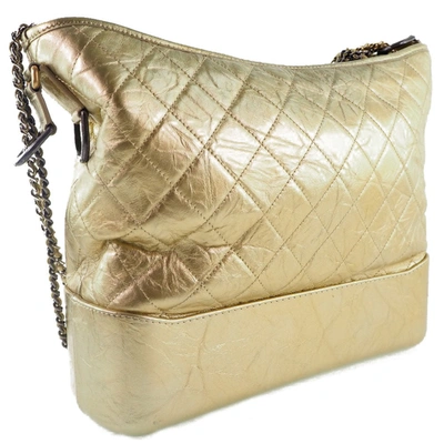 Pre-owned Chanel Gabrielle Gold Pony-style Calfskin Shoulder Bag ()