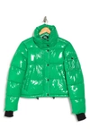 S13 Women's Icon High-shine Cropped Puffer Coat In Green