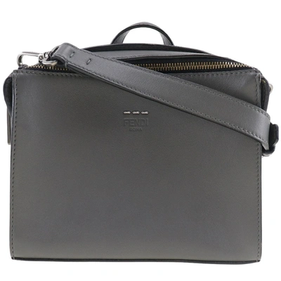 Fendi Messenger Grey Leather Shoulder Bag ()