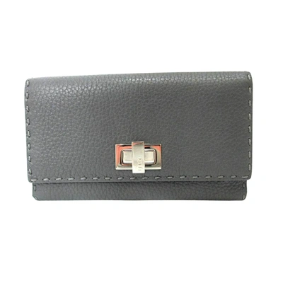 Fendi Selleria Grey Leather Wallet  ()