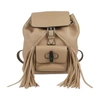 GUCCI GUCCI BAMBOO BEIGE LEATHER BACKPACK BAG (PRE-OWNED)