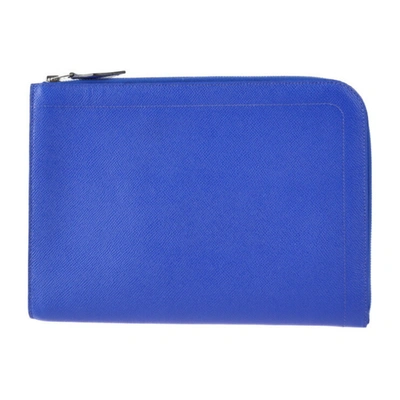 Hermes Hermès Zip Blue Leather Clutch Bag ()