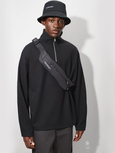 Pangaia Men's Recycled Wool Jersey Half-zip Sweater — Black L