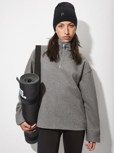 Pangaia Women's Recycled Wool Jersey Half-zip Sweater — Volcanic Grey Xs